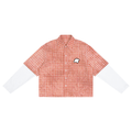 Chemise vichy tie-dye corail CLRE — manches blanches superposées loose crop unisexe streetwear vintage