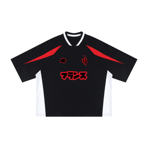 Maillot France noir et rouge style football streetwear CLRE Drop.004 Asian Summer vue de face