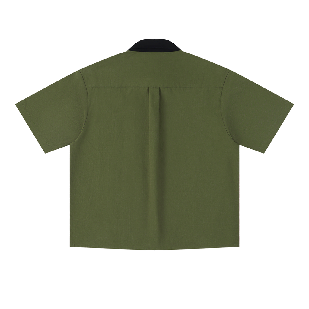 Chemise Oversize Col Contrasté Unisexe - Streetwear Basics Été