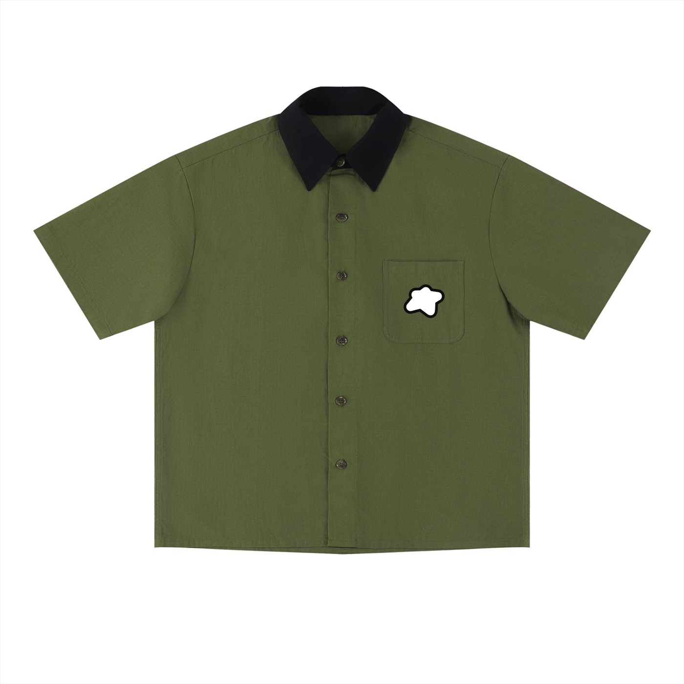 Chemise Oversize Col Contrasté Unisexe - Basic