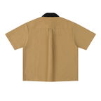 Chemise Oversize Col Contrasté Unisexe - Streetwear Basics Été