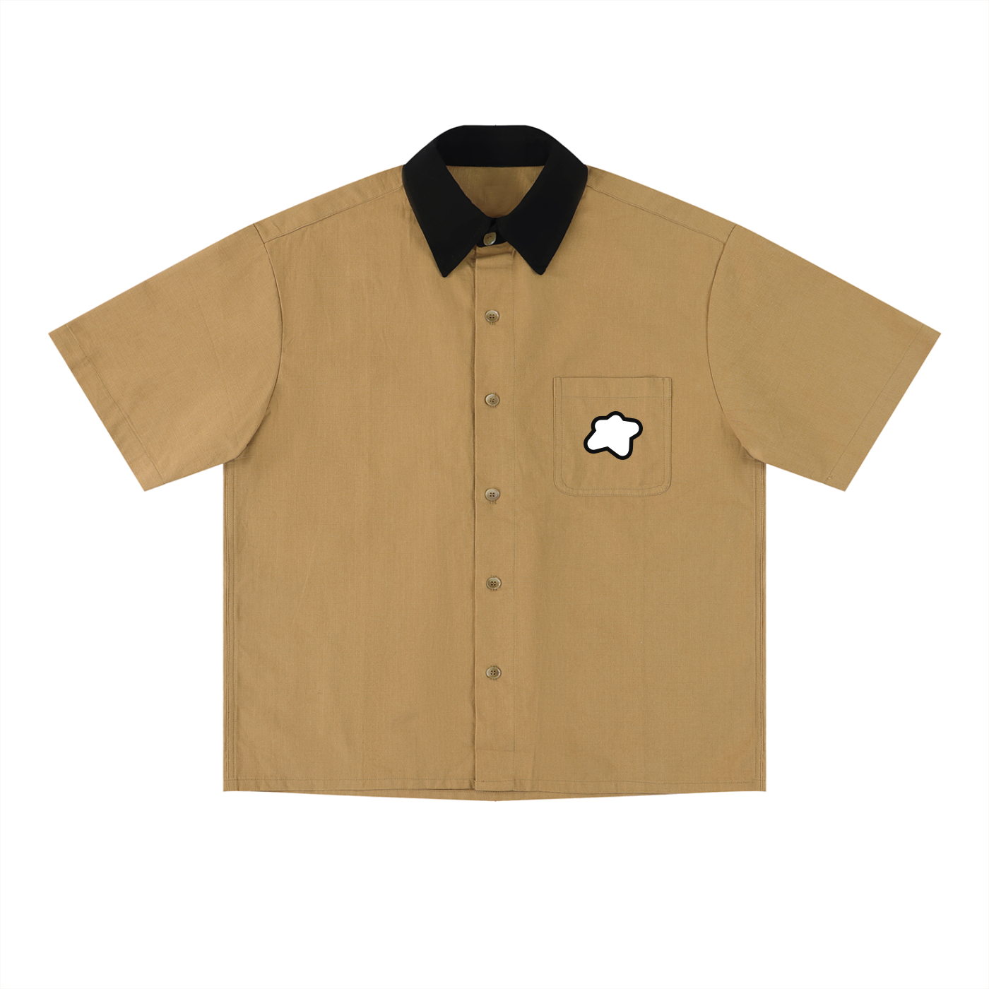 Chemise Oversize Col Contrasté Unisexe - Streetwear Basics Été