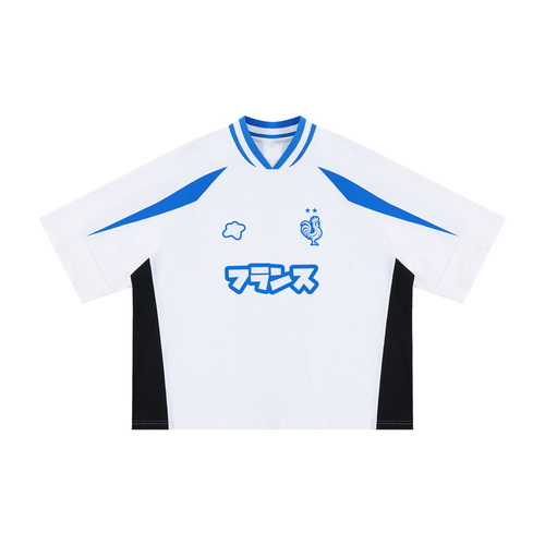 Maillot France blanc et bleu style football streetwear CLRE vue de face