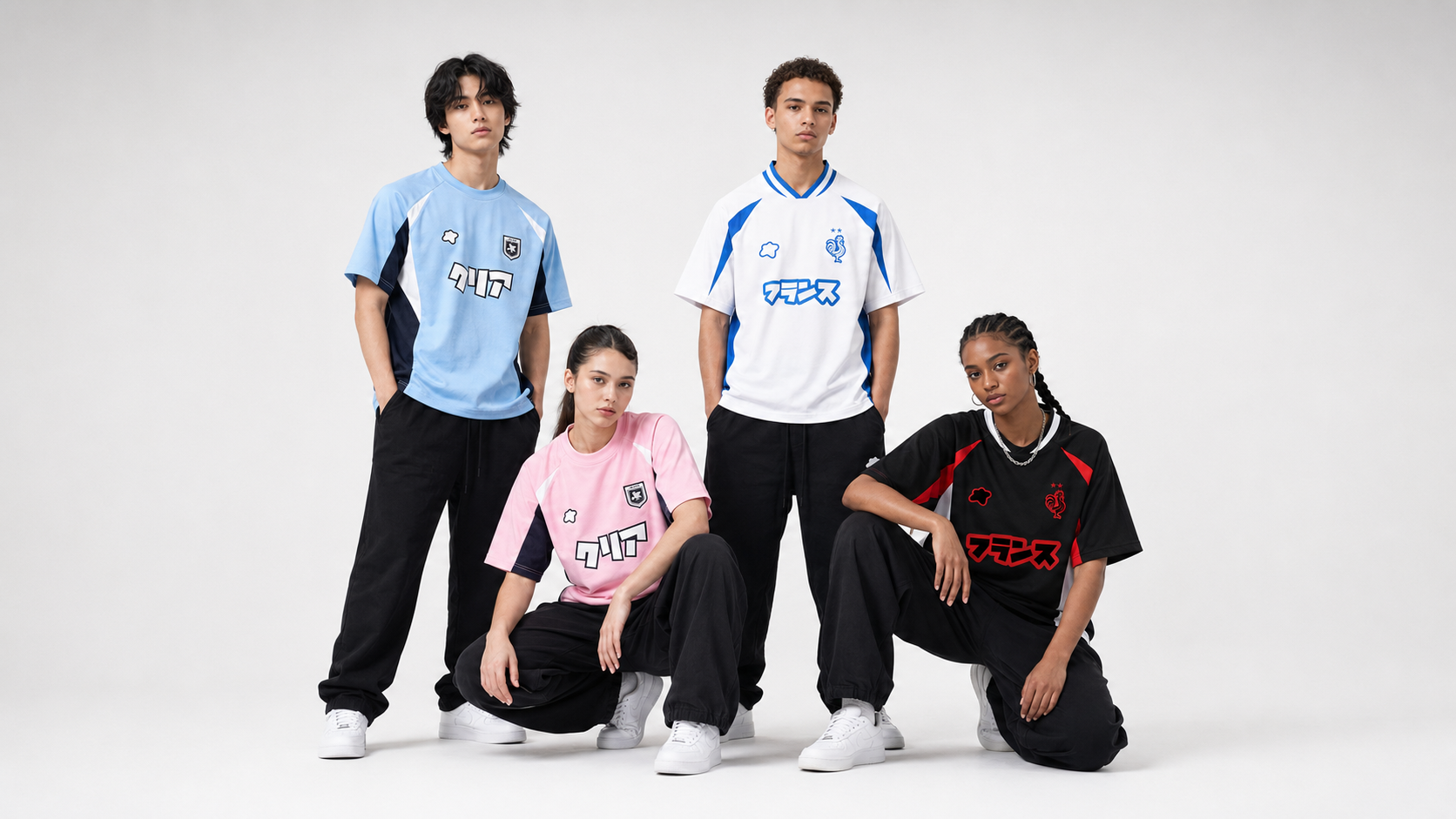 Un photoshooting avec 4 maillots du drop asian summer
