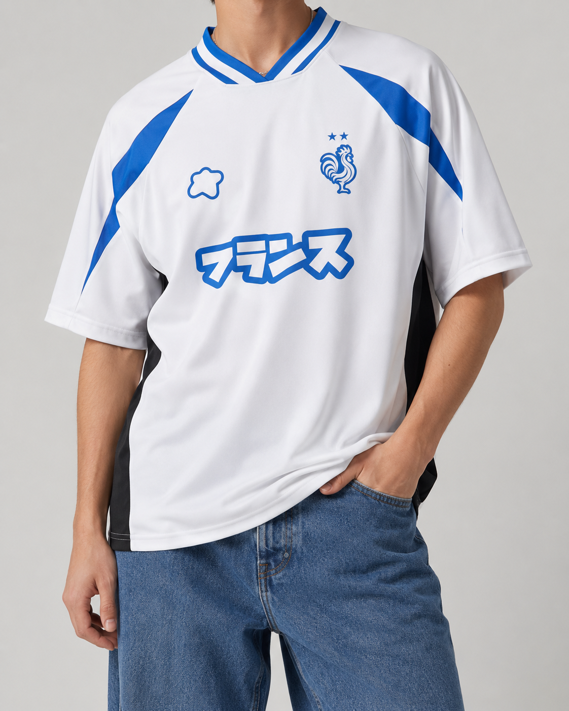 Maillot Oversize France Blanc & Bleu Style Football