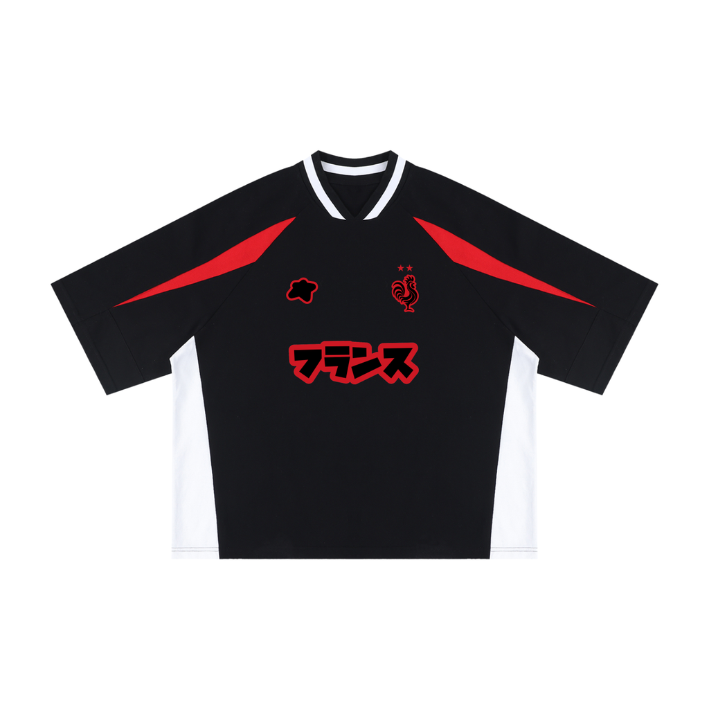 Maillot France noir et rouge style football streetwear CLRE Drop.004 Asian Summer vue de face