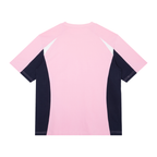 Dos du maillot Japon rose style football CLRE avec empiècements bleu marine et blancs