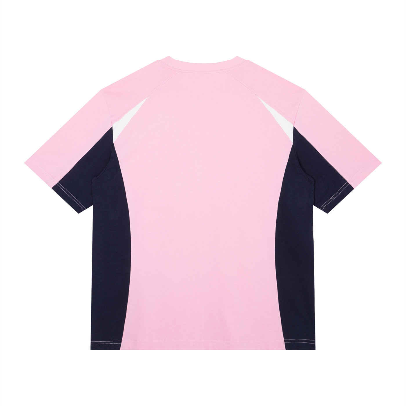 Dos du maillot Japon rose style football CLRE avec empiècements bleu marine et blancs