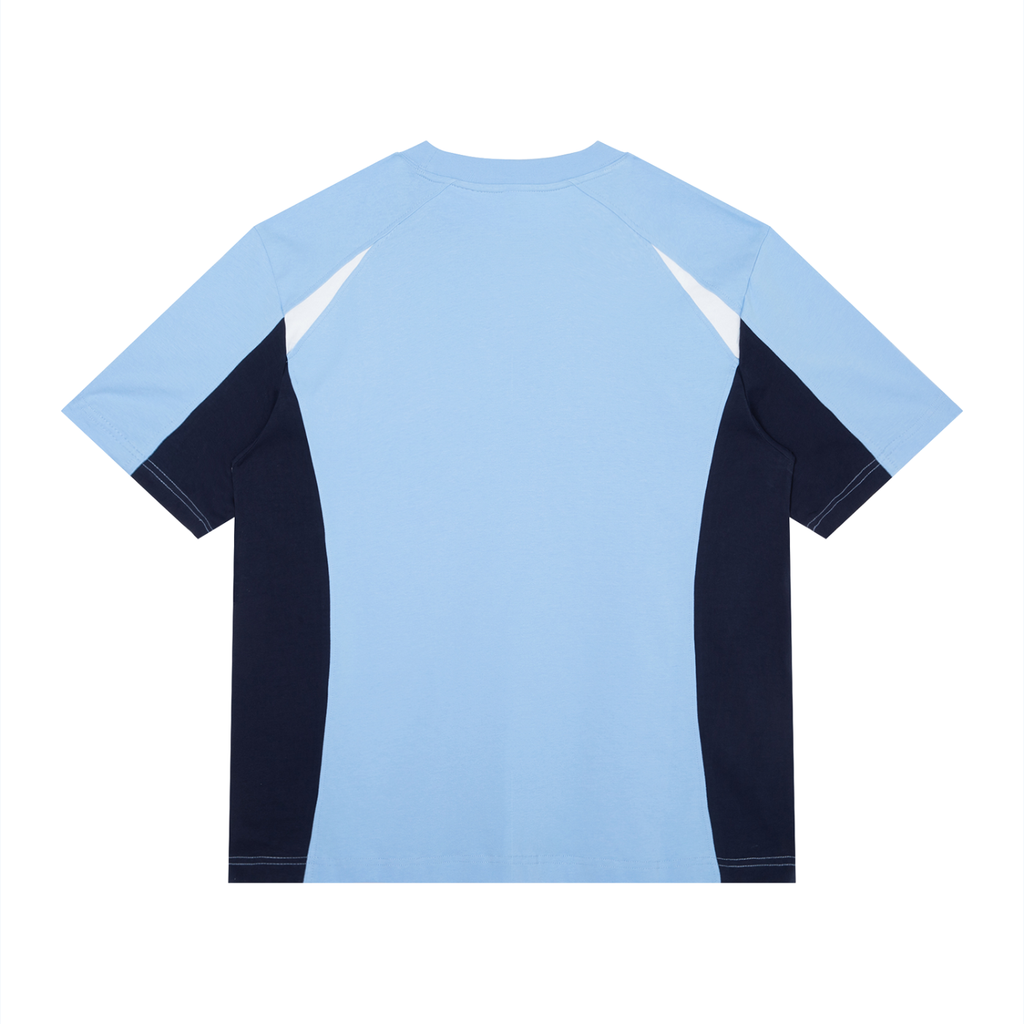 Dos du maillot Japon bleu ciel style football CLRE avec empiècements bleu marine et blancs