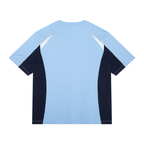 Dos du maillot Japon bleu ciel style football CLRE avec empiècements bleu marine et blancs