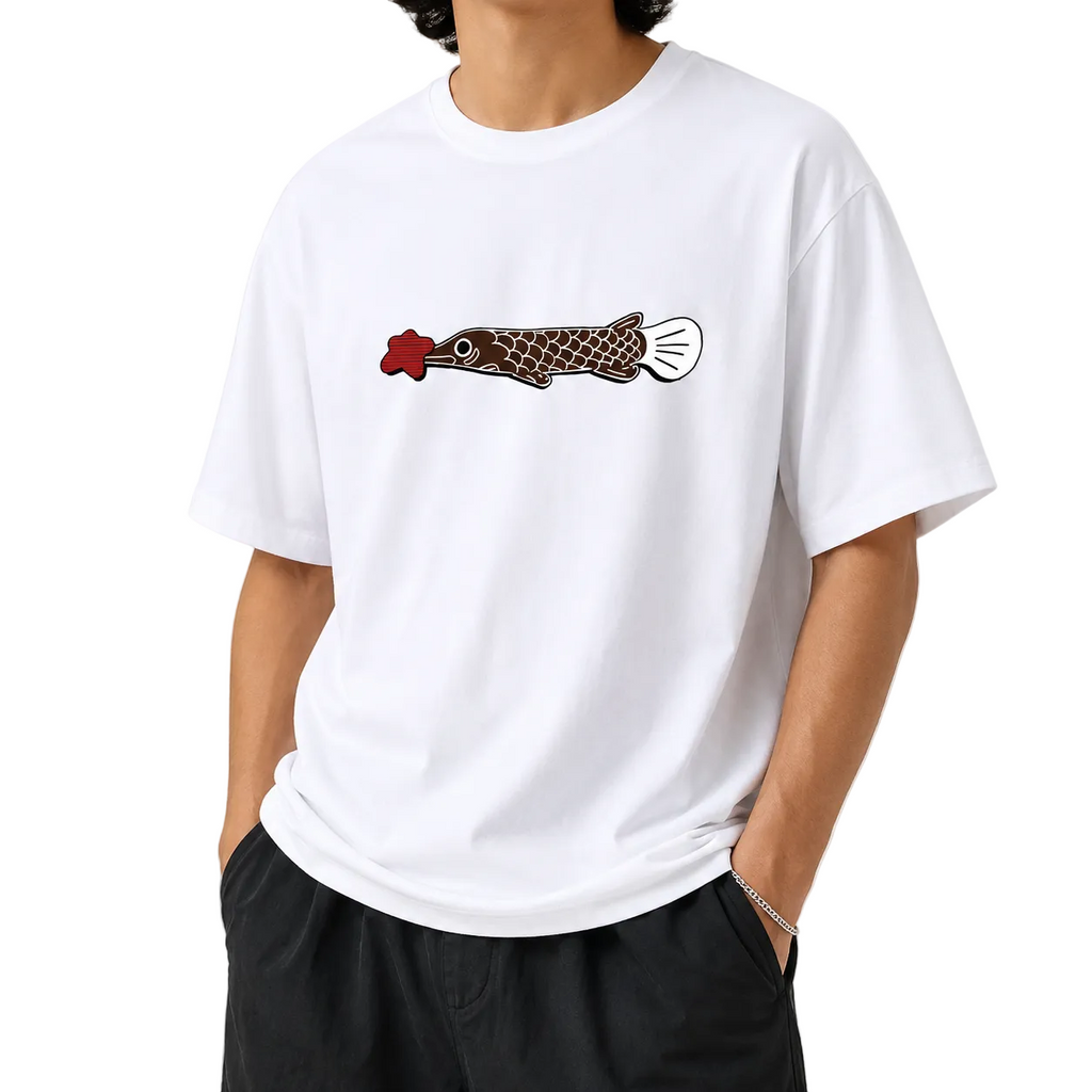 T-shirt blanc CLRE graphic carpe koï sauce soja japonaise — streetwear unisexe Drop.004 Asian Summer illustration japonaise