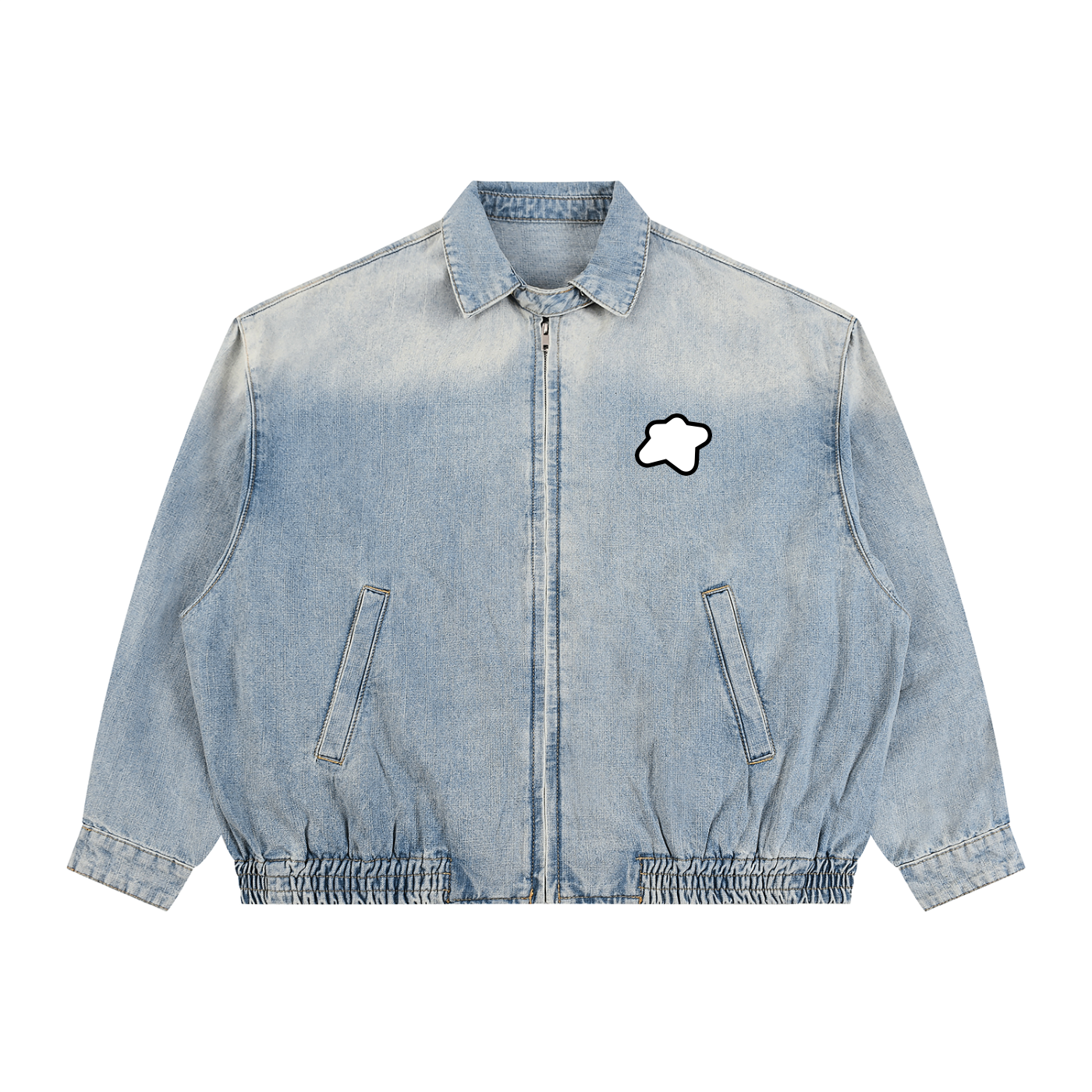 Veste en jean unisexe effet délavé vintage - Basic