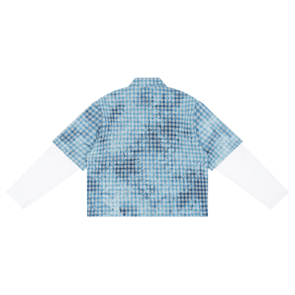 Chemise Vichy Effet Tie-Dye Manches Superposées Unisexe - Basics