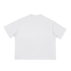 T-shirt blanc CLRE graphic voiture course manga vintage — illustration japonaise pilote F1 streetwear boxy loose