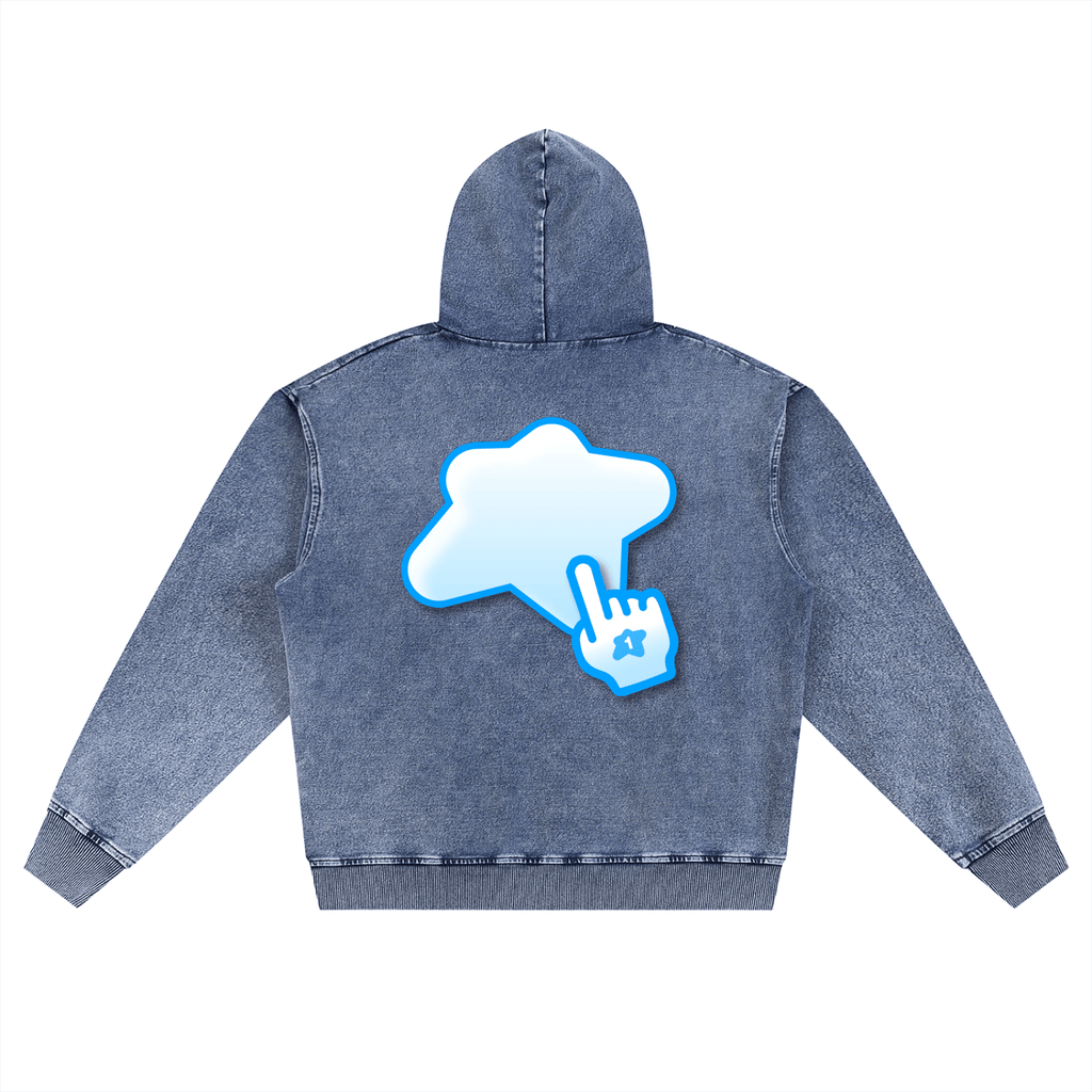 "CLICK ON ME" - Hoodie effet jean délavé - CLRE.SHOP