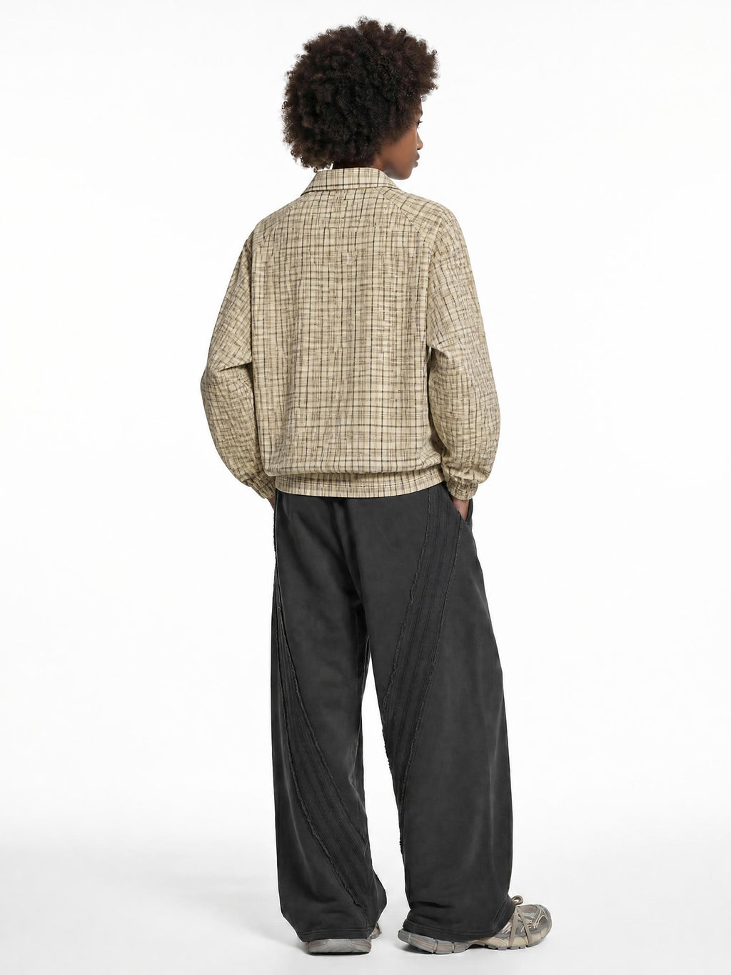 Veste zippée à carreaux oversize - Basic