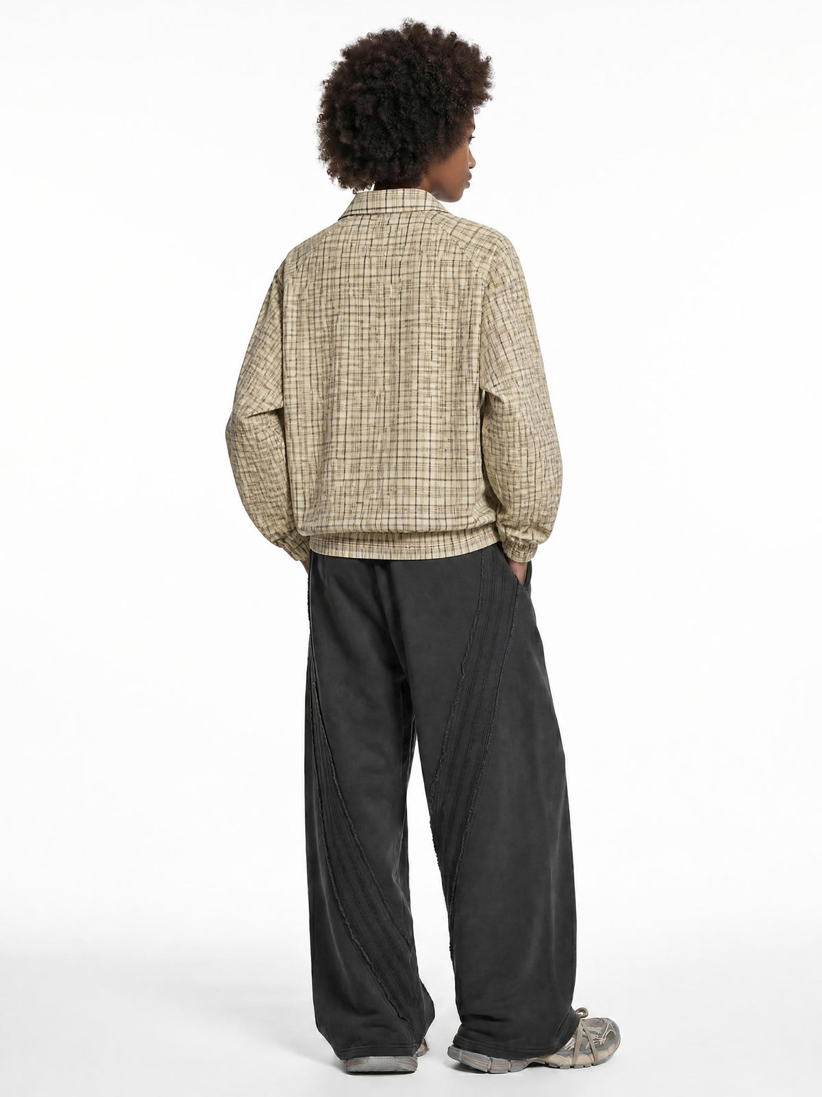 Veste zippée à carreaux oversize - Basic