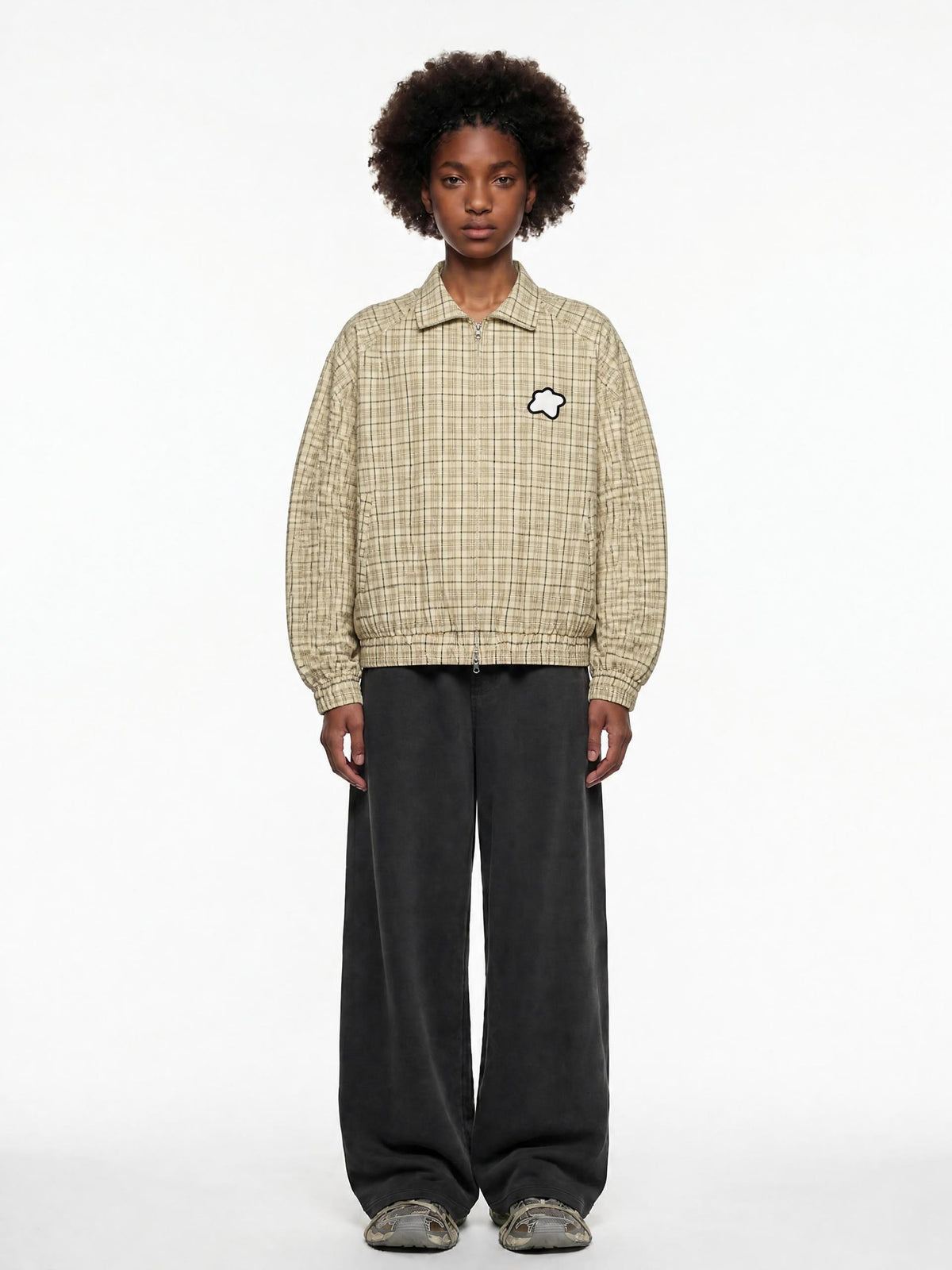 Veste zippée à carreaux oversize - Basic