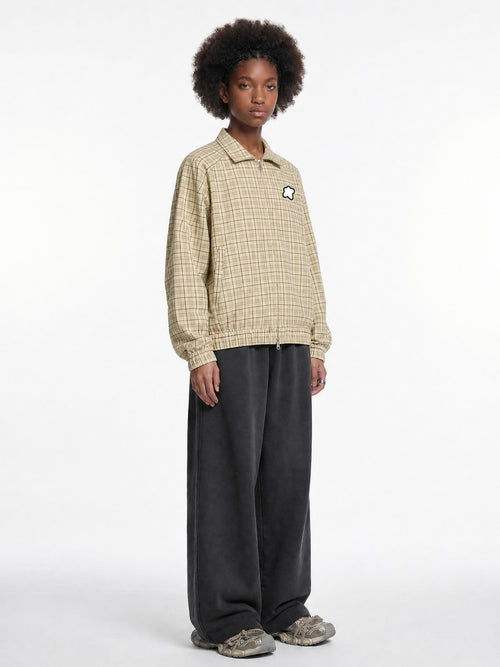 Veste zippée à carreaux oversize - Basic